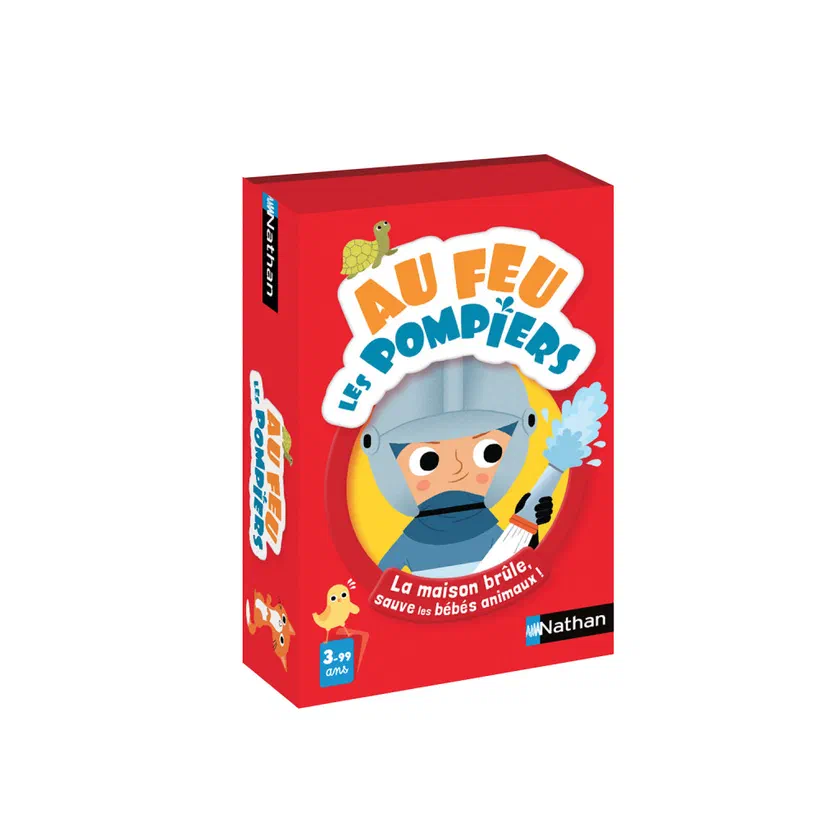 Boîte rouge du jeu de cartes Au feu les pompiers de Nathan
