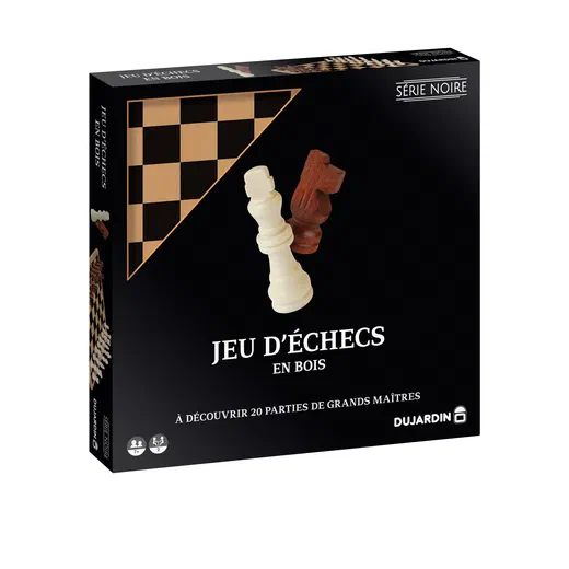 Boîte du jeu d'échecs en bois Série Noire de Dujardin