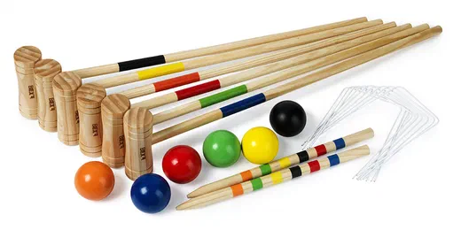 Jeu de croquet Family de Bex Sport : six maillets, six balles colorées, arceaux et piquets
