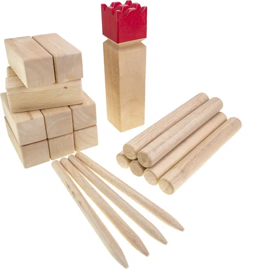 Jeu de Kubb Original de Bex Sport : roi à couronne rouge, dix kubbs, bâtons de lancer et piquets