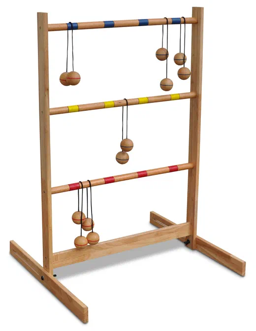 Spin Ladder Original de Bex Sport : échelle en bois à trois barreaux et bolas suspendues