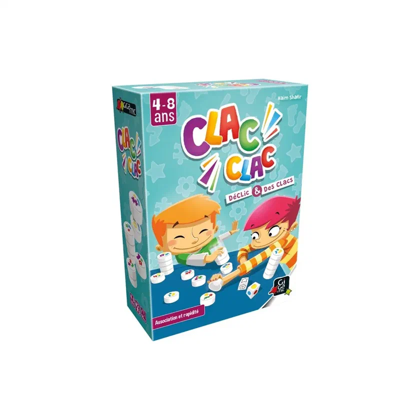 Boîte actuelle de Clac Clac ! éditée par Gigamic, 4 à 8 ans
