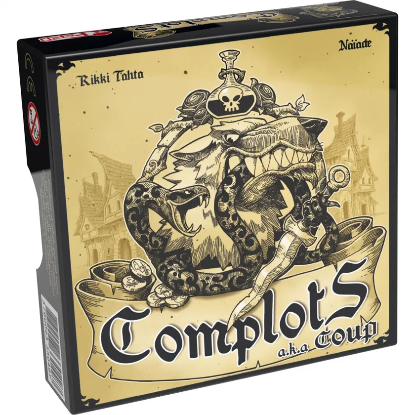 Boîte de Complots chez Ferti, avec la mention a.k.a. Coup et le nom de Rikki Tahta