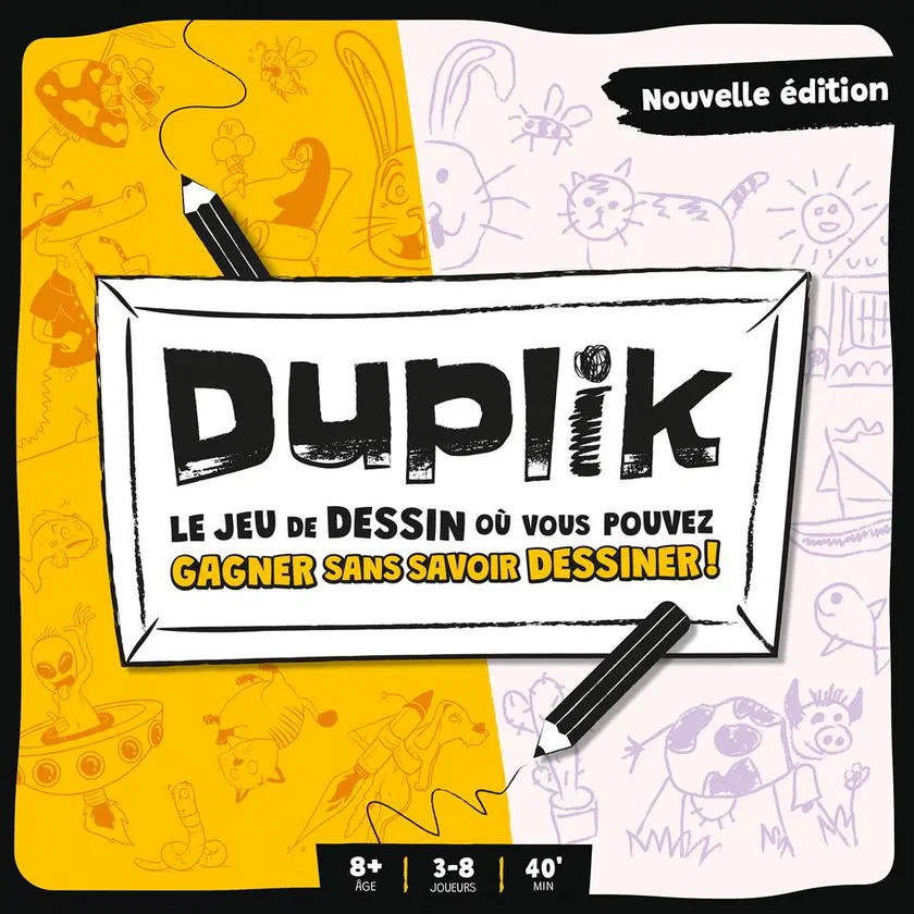 Boîte de la nouvelle édition de Duplik chez Zygomatic : le jeu de dessin où vous pouvez gagner sans savoir dessiner