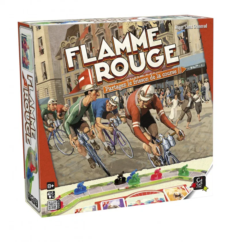 Boîte française de Flamme Rouge éditée par Gigamic, des coureurs des années 1930 au sprint