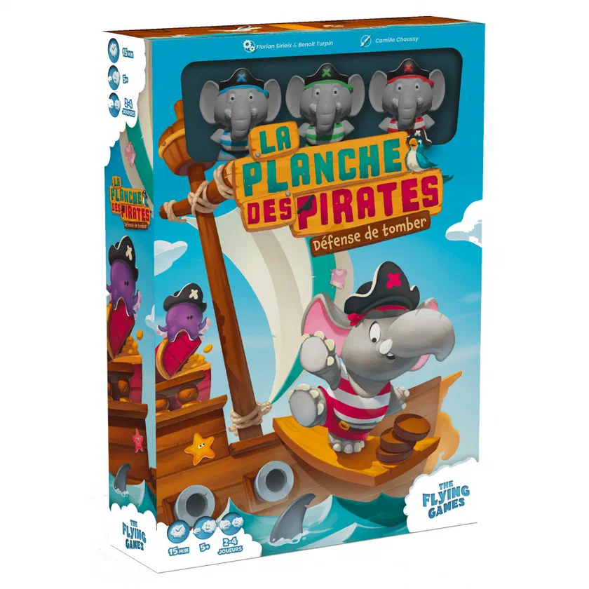 Boîte de La Planche des Pirates, The Flying Games, avec les éléphants pirates sur le bateau