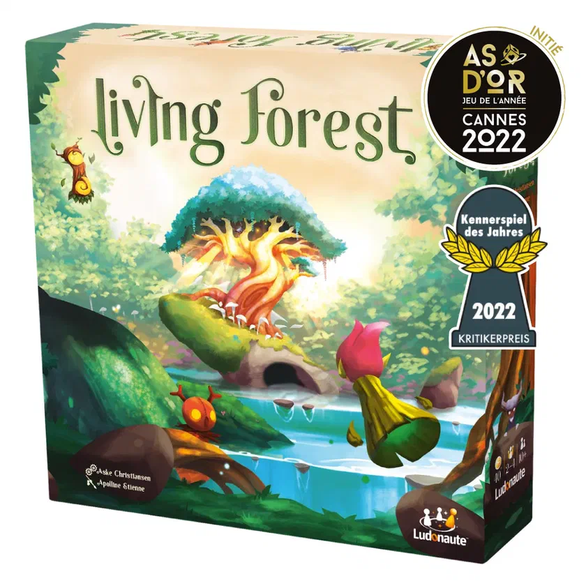 Boîte française de Living Forest éditée par Ludonaute, un arbre sacré au bord de l'eau