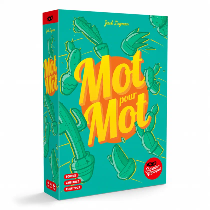Boîte de Mot pour Mot, deuxième édition du Scorpion Masqué, avec des cactus sur fond vert