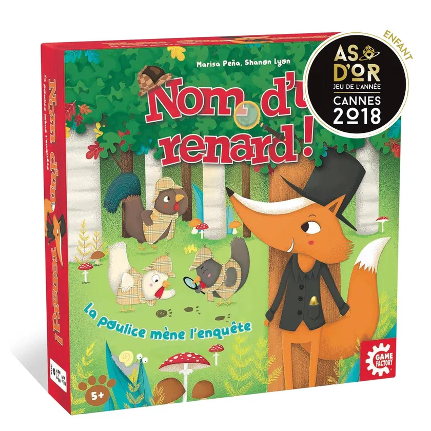 Boîte française de Nom d'un renard ! de Game Factory, avec le logo As d'Or 2018