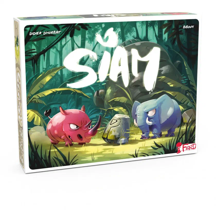 Boîte du jeu Siam de Ferti, édition illustrée par Biboun