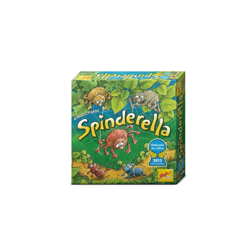 Boîte de Spinderella de Roberto Fraga chez Zoch, avec le logo Kinderspiel des Jahres 2015