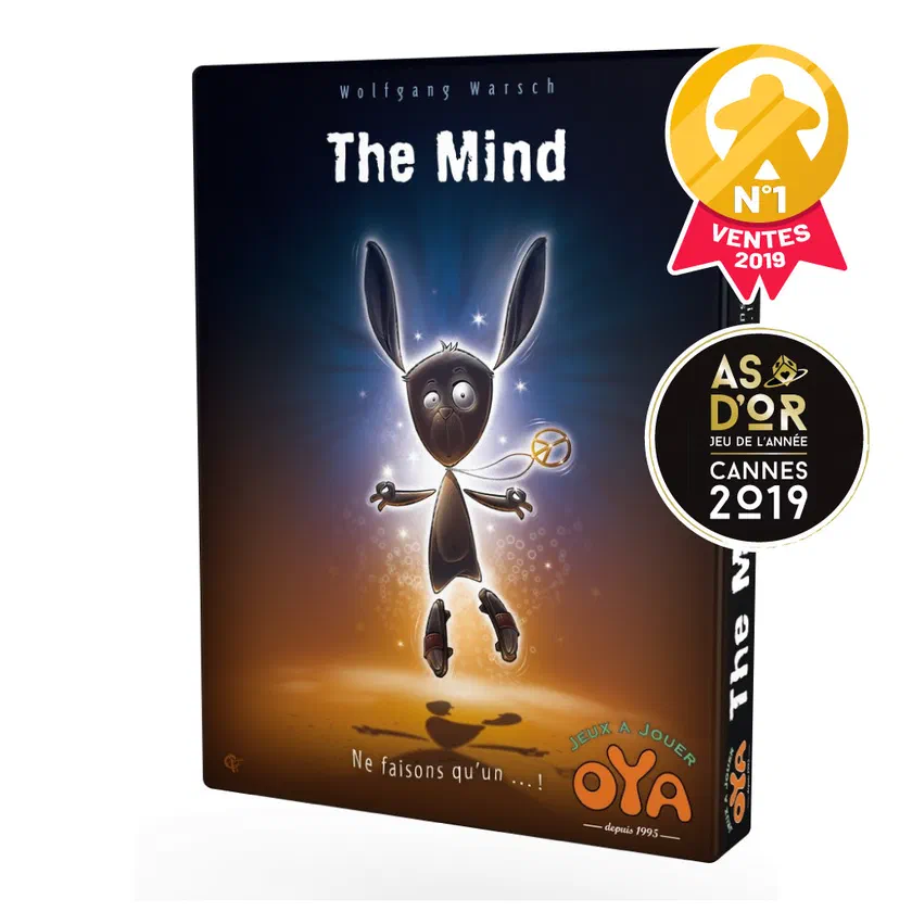 Boîte française de The Mind chez Oya, avec le personnage lapin et le badge As d'Or jeu de l'année 2019